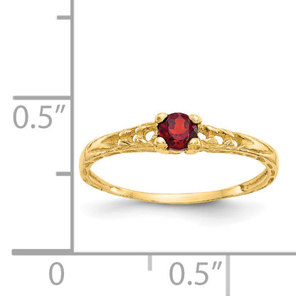 14K Yellow Gold Madi K 3mm Garnet Birthstone Baby Ring