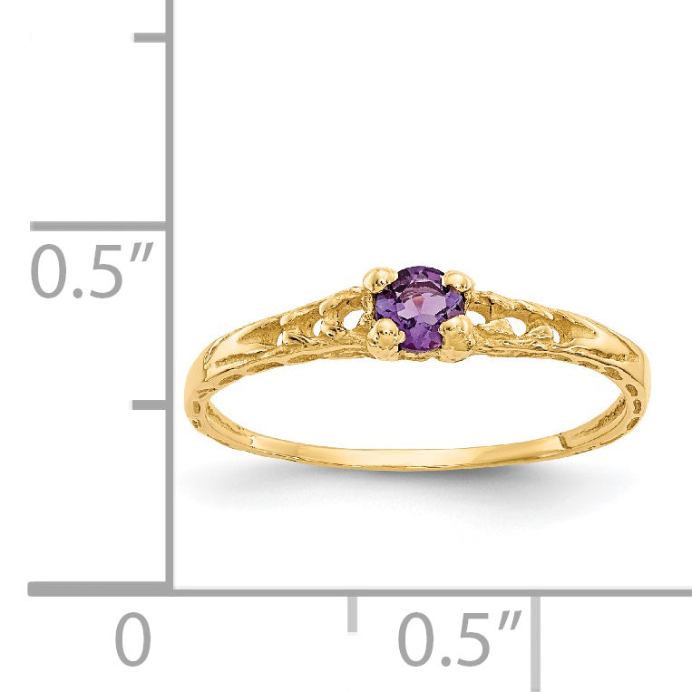 14K Yellow Gold Madi K 3mm Amethyst Birthstone Baby Ring