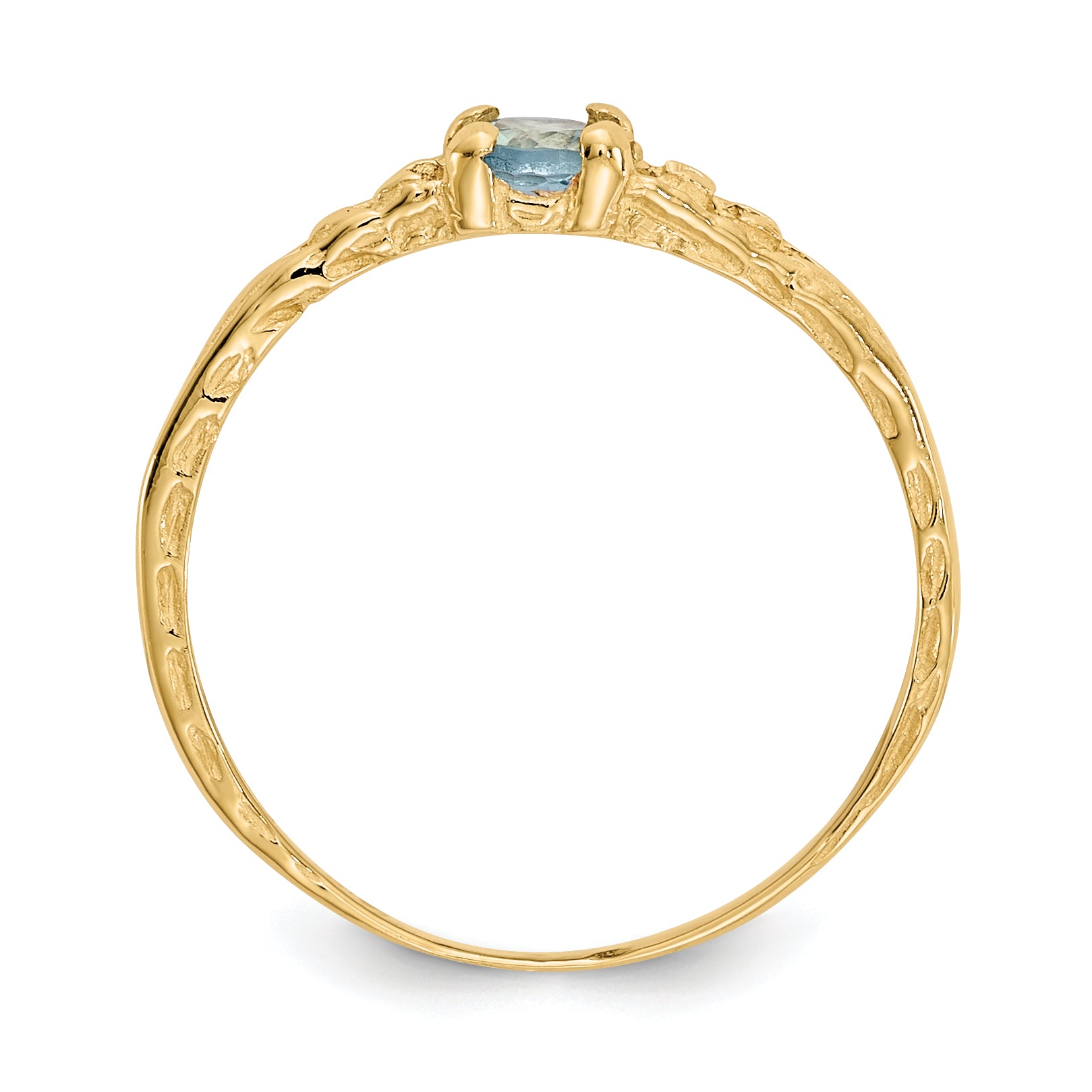 14K Yellow Gold Madi K 3mm Aquamarine Birthstone Baby Ring