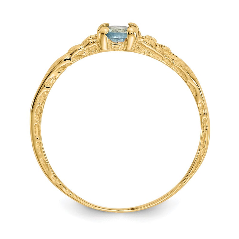 14K Yellow Gold Madi K 3mm Aquamarine Birthstone Baby Ring