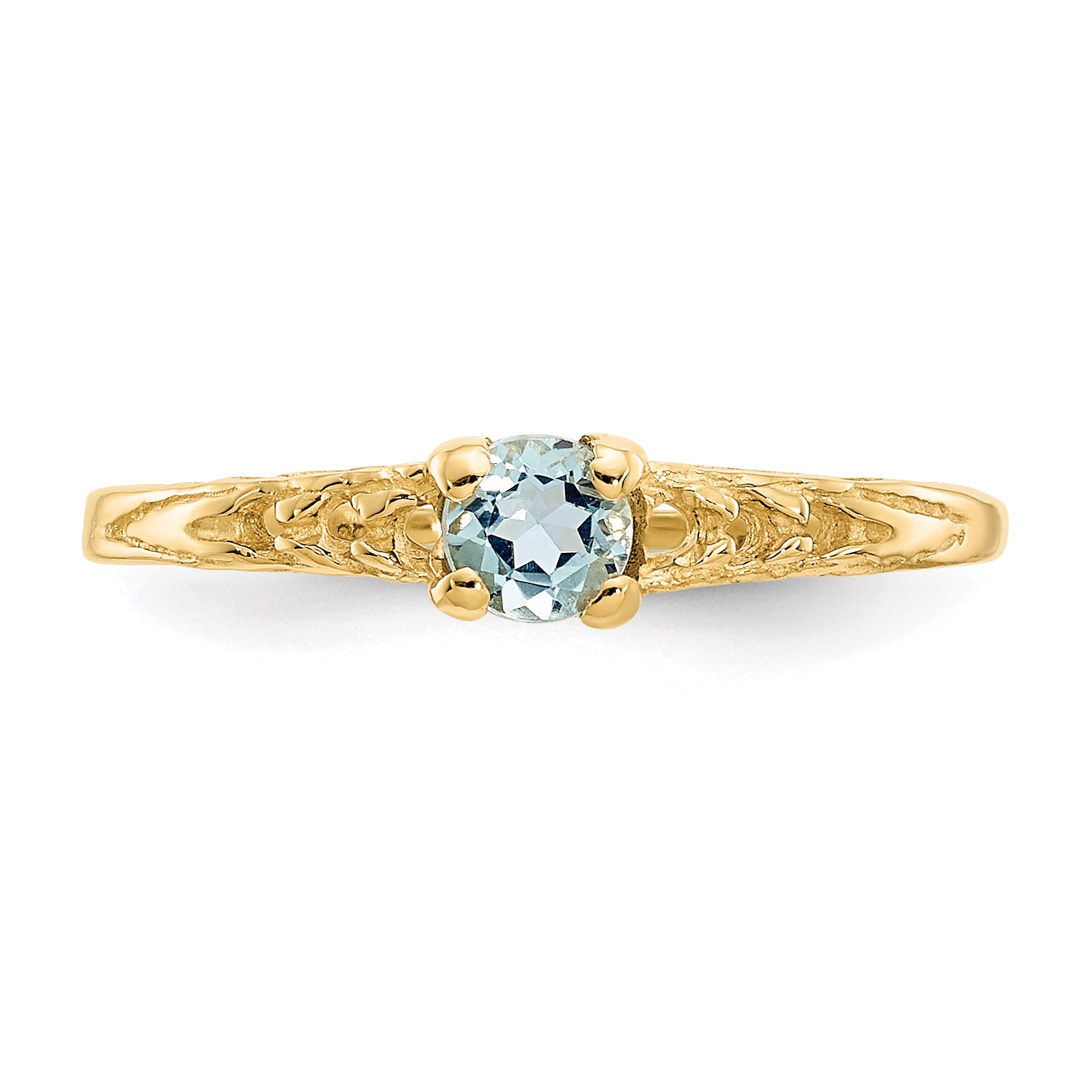 14K Yellow Gold Madi K 3mm Aquamarine Birthstone Baby Ring