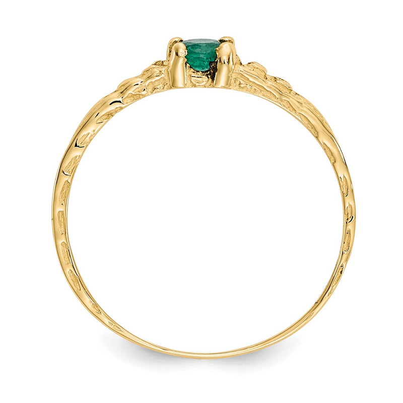 14K Yellow Gold Madi K 3mm Emerald Birthstone Baby Ring