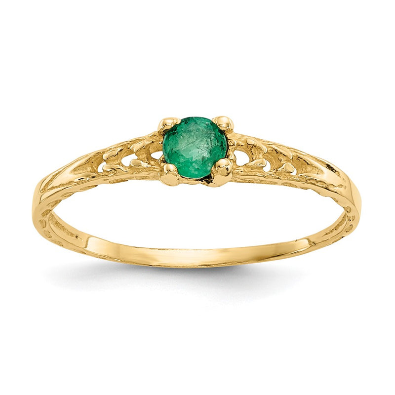 14K Yellow Gold Madi K 3mm Emerald Birthstone Baby Ring