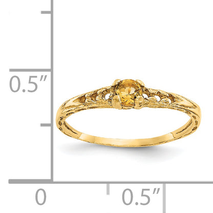 14K Yellow Gold Madi K 3mm Citrine Birthstone Baby Ring