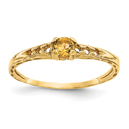 14K Yellow Gold Madi K 3mm Citrine Birthstone Baby Ring