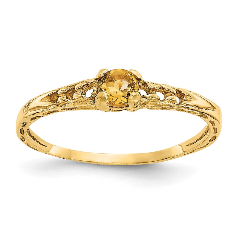 14K Yellow Gold Madi K 3mm Citrine Birthstone Baby Ring