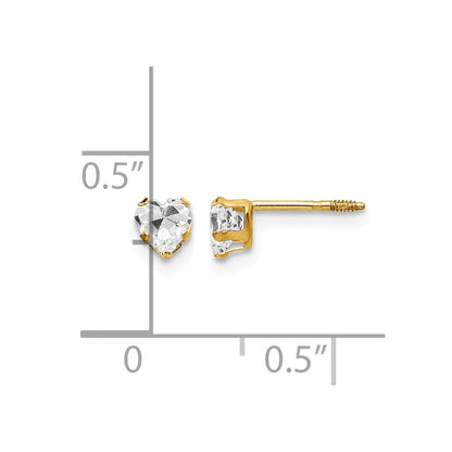 14K Yellow Gold Madi K 4mm White CZ Heart Earrings