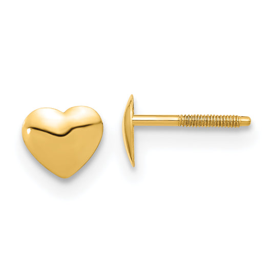 14K Yellow Gold Madi K Heart Silicone Screwback Earrings
