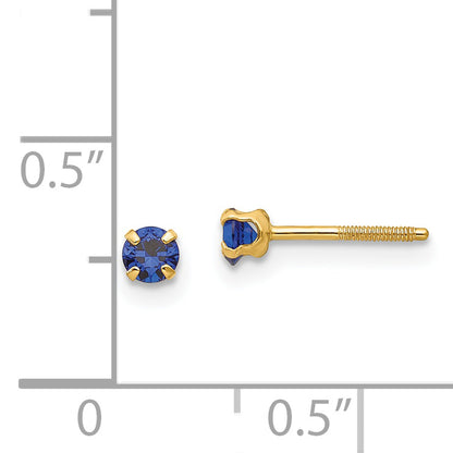 14K Yellow Gold Madi K 3mm Imitation Sapphire Birthstone Earrings (Sep)
