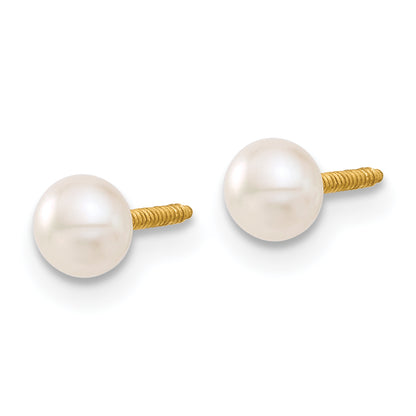 14K Yellow Gold Madi K 4 5mm White Button Freshwater Cultured Pearl Screwback Post Earrings