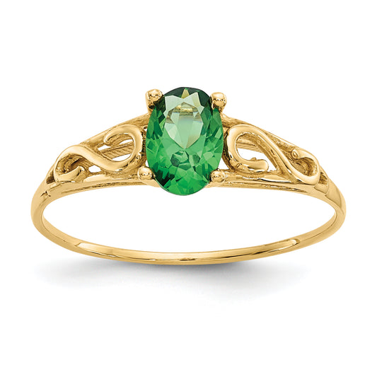 14K Yellow Gold Madi K Synthetic Emerald Ring