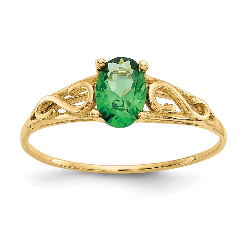 14K Yellow Gold Madi K Synthetic Emerald Ring