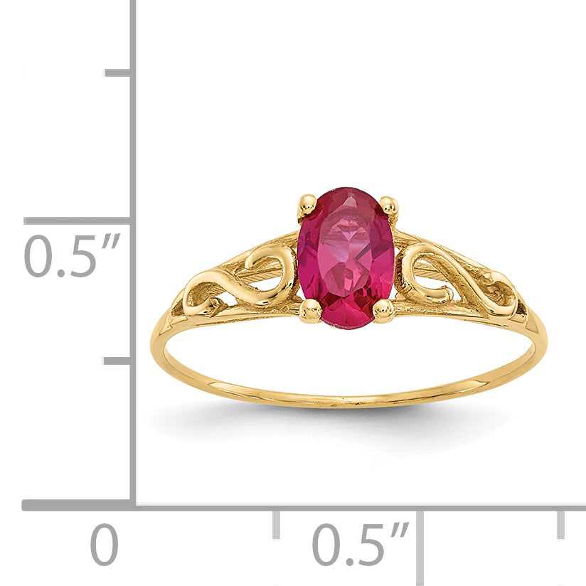 14K Yellow Gold Madi K Synthetic Ruby Ring