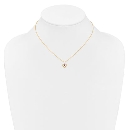 14K Yellow Gold Madi K 3mm Amethyst Heart Birthstone Necklace