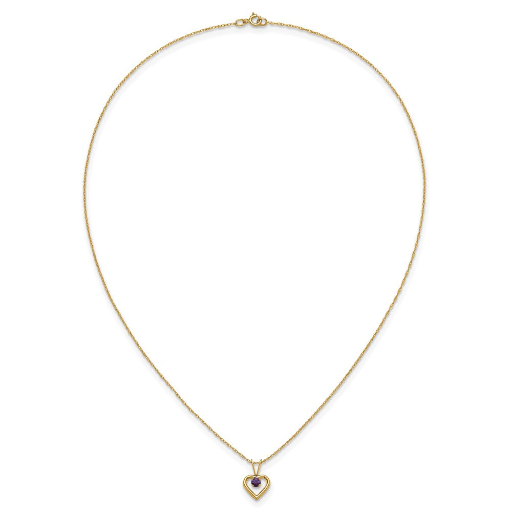 14K Yellow Gold Madi K 3mm Amethyst Heart Birthstone Necklace
