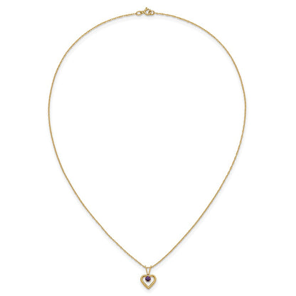 14K Yellow Gold Madi K 3mm Amethyst Heart Birthstone Necklace