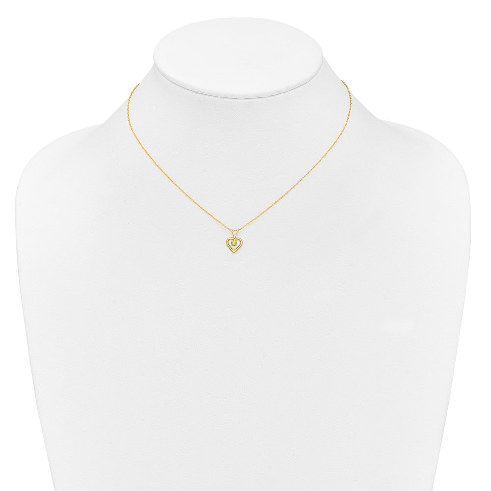 14K Yellow Gold Madi K 3mm Peridot Heart Birthstone Necklace