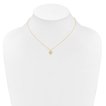 14K Yellow Gold Madi K 3mm Peridot Heart Birthstone Necklace