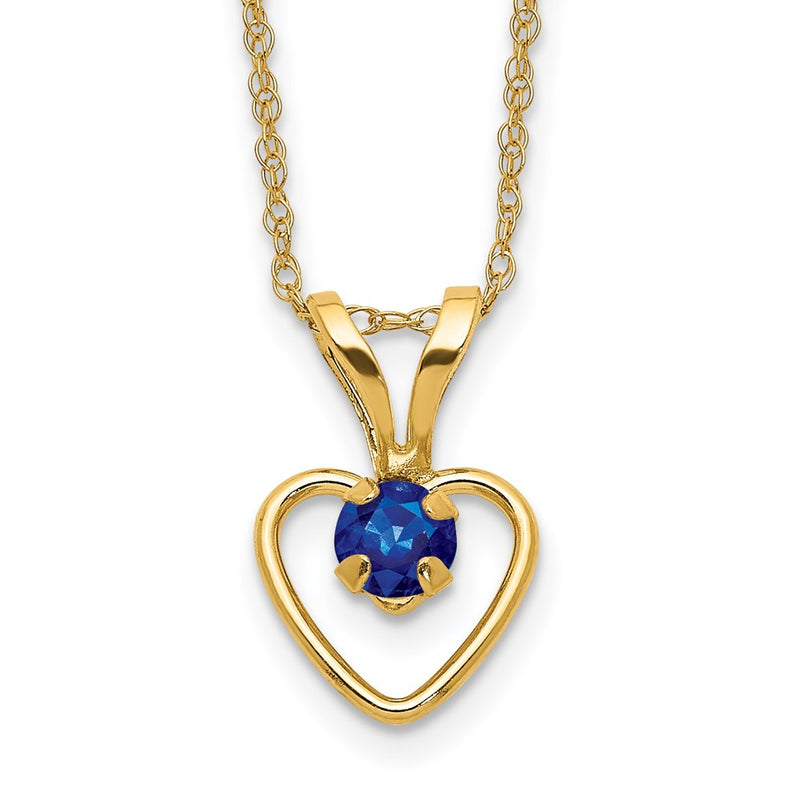 14K Yellow Gold Madi K 3mm Sapphire Heart Birthstone Necklace