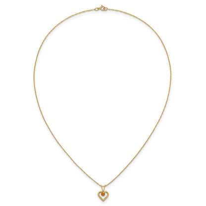 14K Yellow Gold Madi K 3mm Citrine Heart Birthstone Necklace