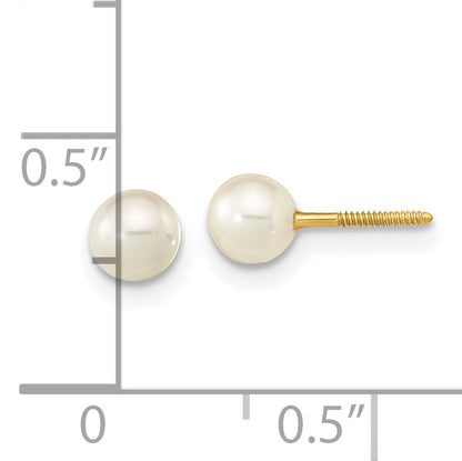 14K Yellow Gold Madi K 4 5mm White Near Round Freshwater Cultured Pearl Screwback Post Earrings