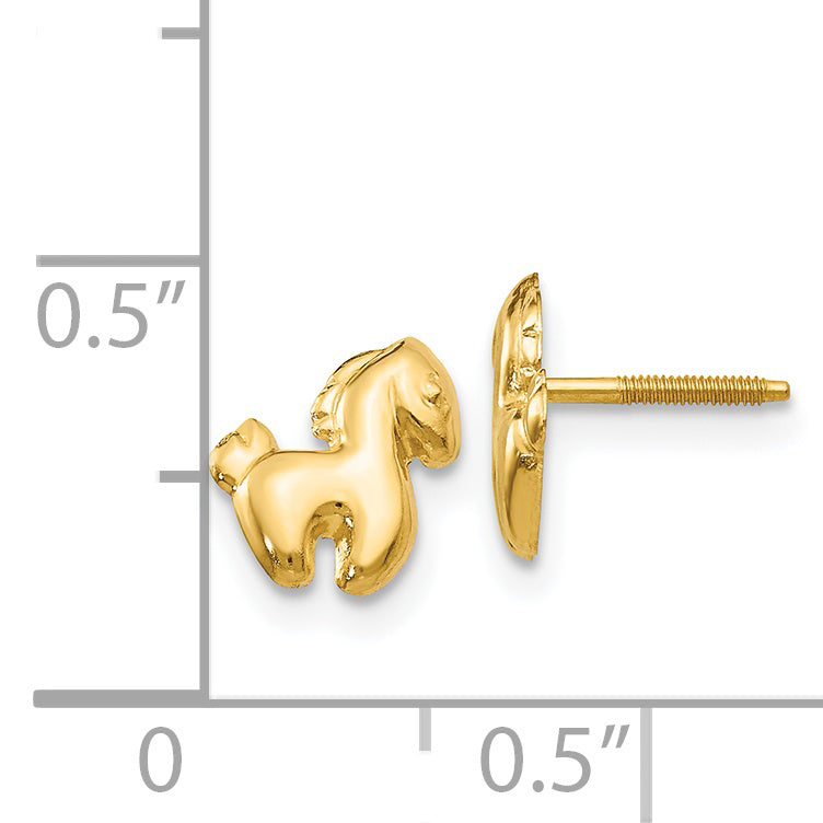 14K Yellow Gold Madi K Pony Screwback Earrings