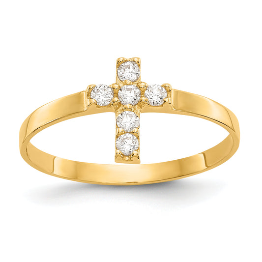 14K Yellow Gold Madi K Cz Cross Baby Ring (Size 3 Only)