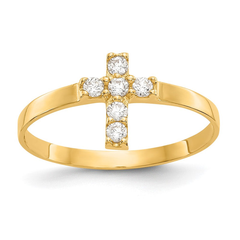 14K Yellow Gold Madi K Cz Cross Baby Ring (Size 3 Only)