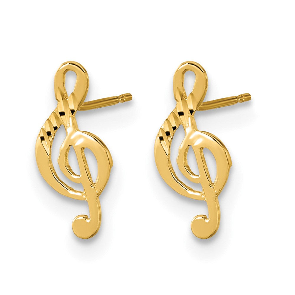 14K Yellow Gold Madi K Polished Musical Note Post Earrings