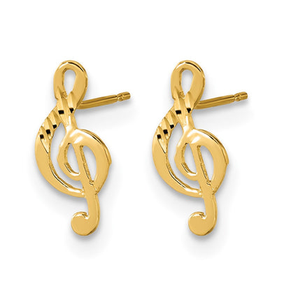 14K Yellow Gold Madi K Polished Musical Note Post Earrings