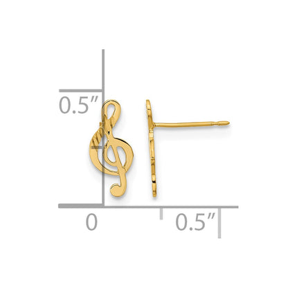14K Yellow Gold Madi K Polished Musical Note Post Earrings