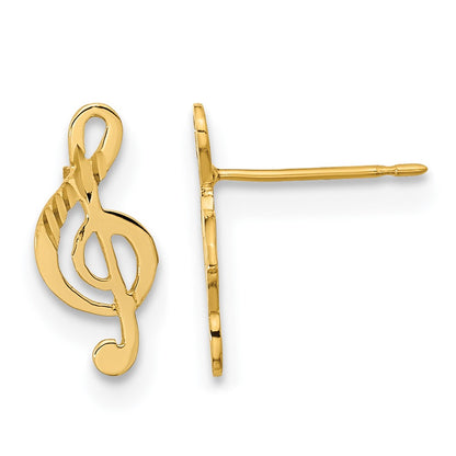 14K Yellow Gold Madi K Polished Musical Note Post Earrings