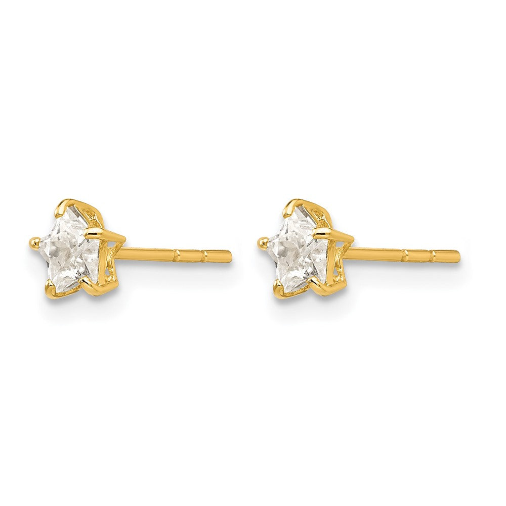 14K Yellow Gold Madi K CZ 4mm Star Post Earrings