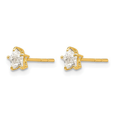14K Yellow Gold Madi K CZ 4mm Star Post Earrings