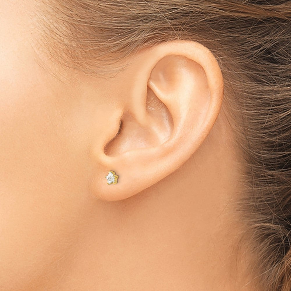 14K Yellow Gold Madi K CZ 4mm Star Post Earrings