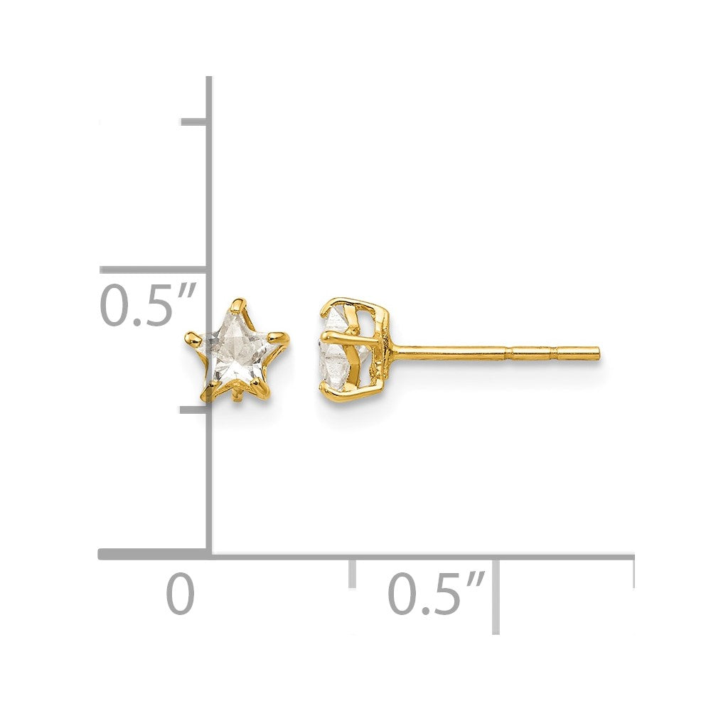 14K Yellow Gold Madi K CZ 4mm Star Post Earrings