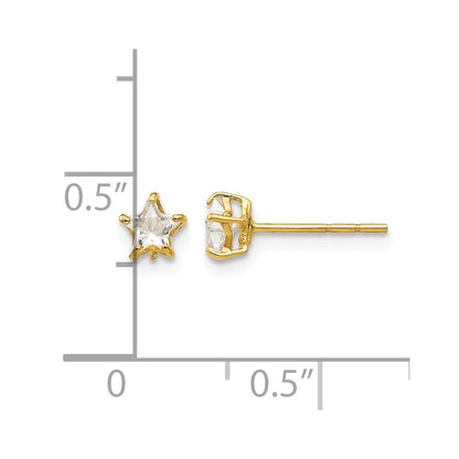 14K Yellow Gold Madi K CZ 4mm Star Post Earrings