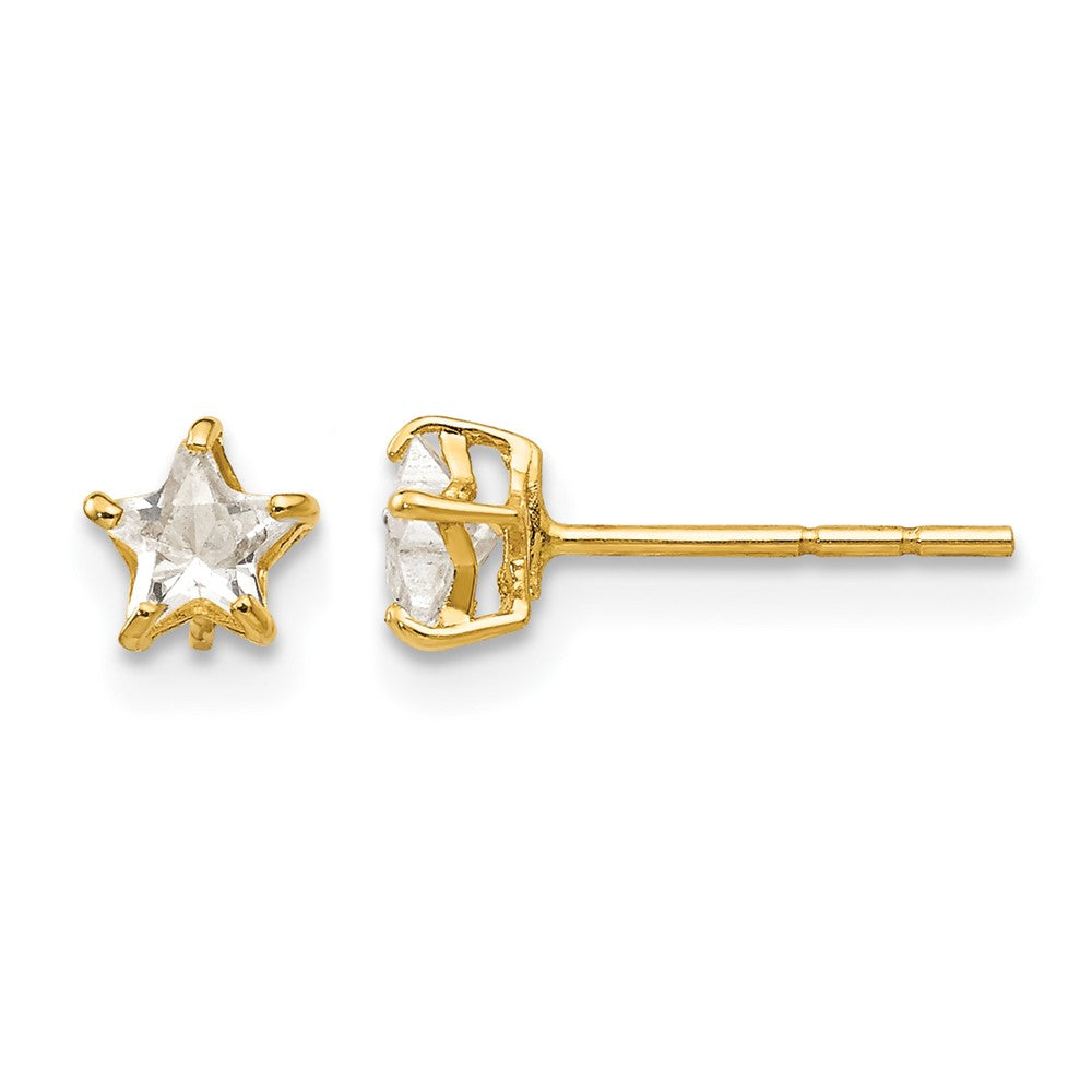 14K Yellow Gold Madi K CZ 4mm Star Post Earrings