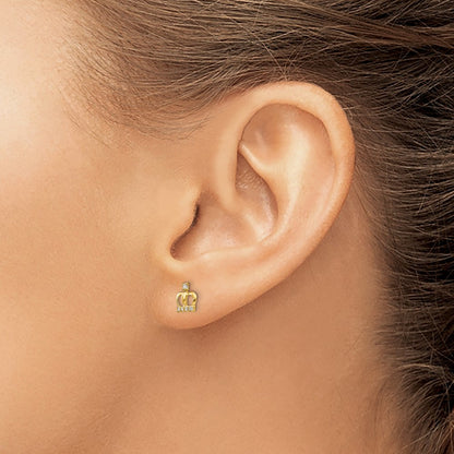 14K Yellow Gold Madi K CZ Crown Post Earrings