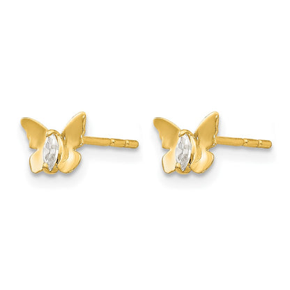 14K Yellow Gold Madi K CZ Butterfly Baby Post Earrings