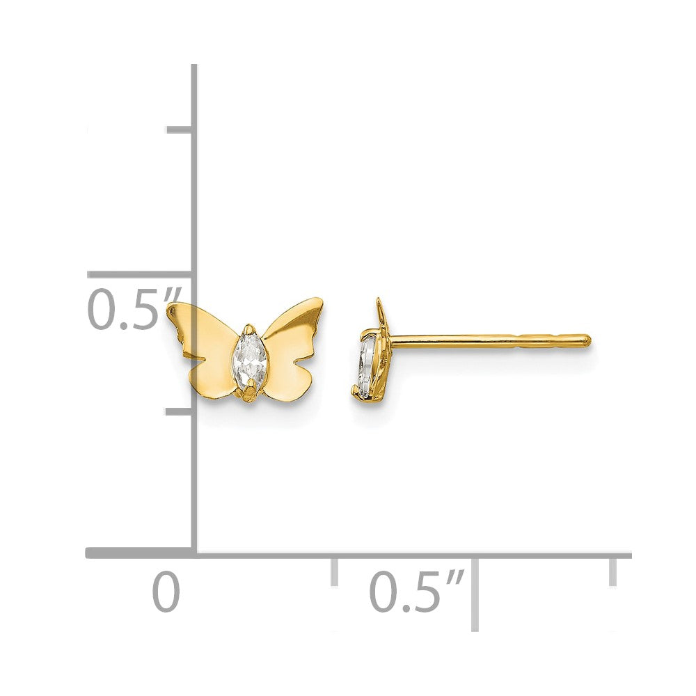 14K Yellow Gold Madi K CZ Butterfly Baby Post Earrings