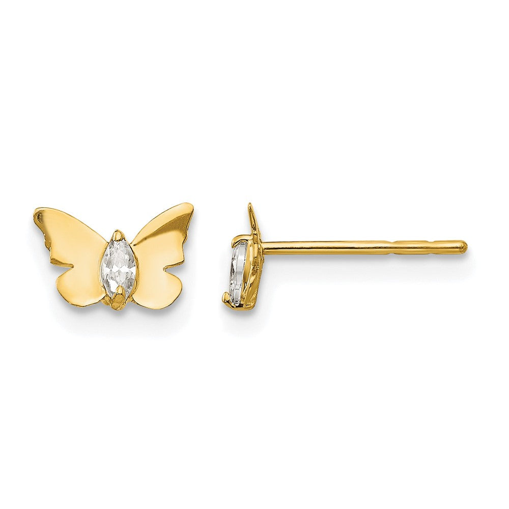 14K Yellow Gold Madi K CZ Butterfly Baby Post Earrings