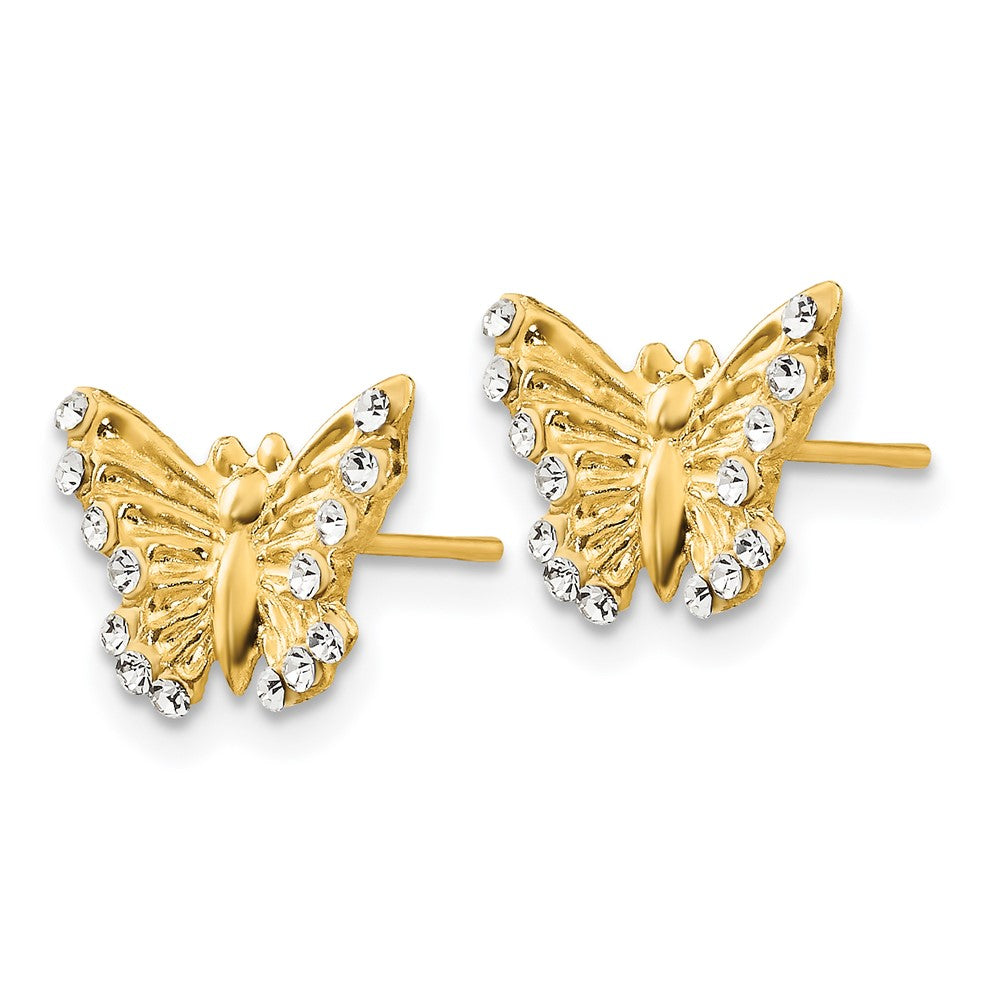14K Yellow Gold Madi K CZ Butterfly Post Earrings