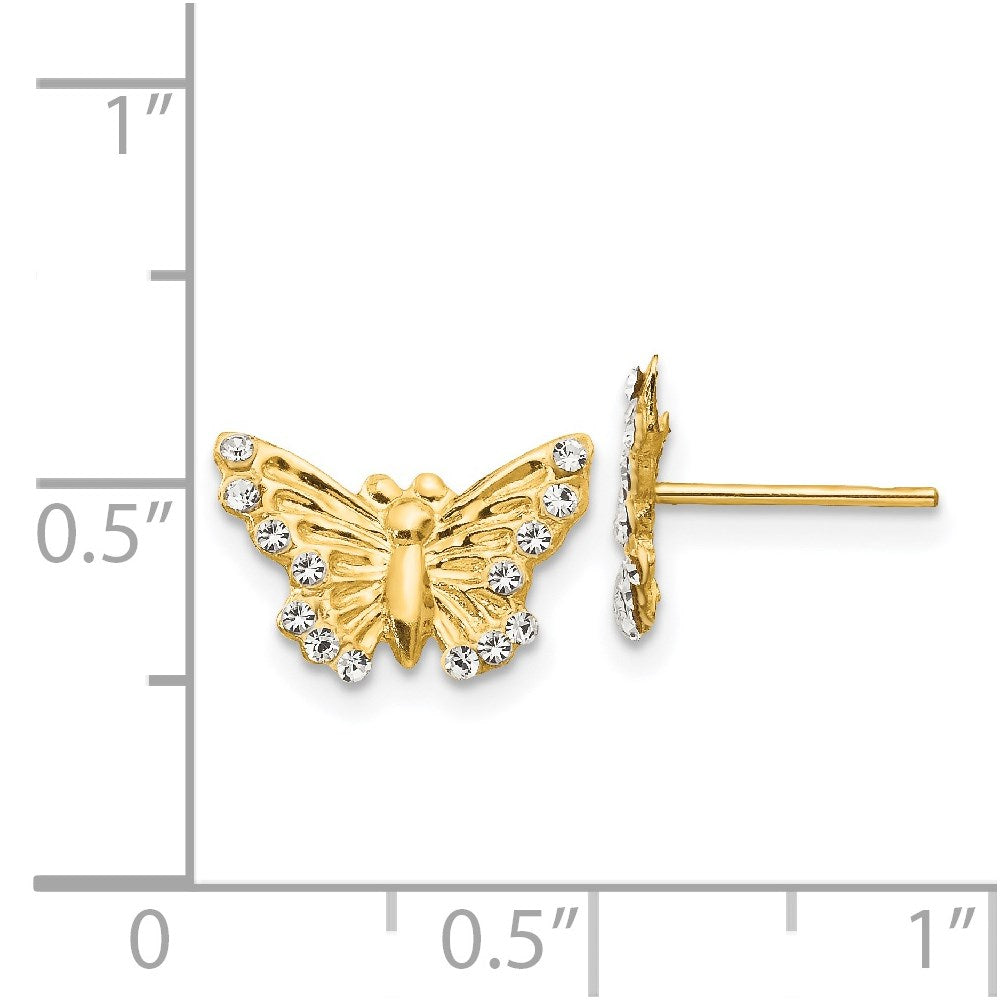 14K Yellow Gold Madi K CZ Butterfly Post Earrings