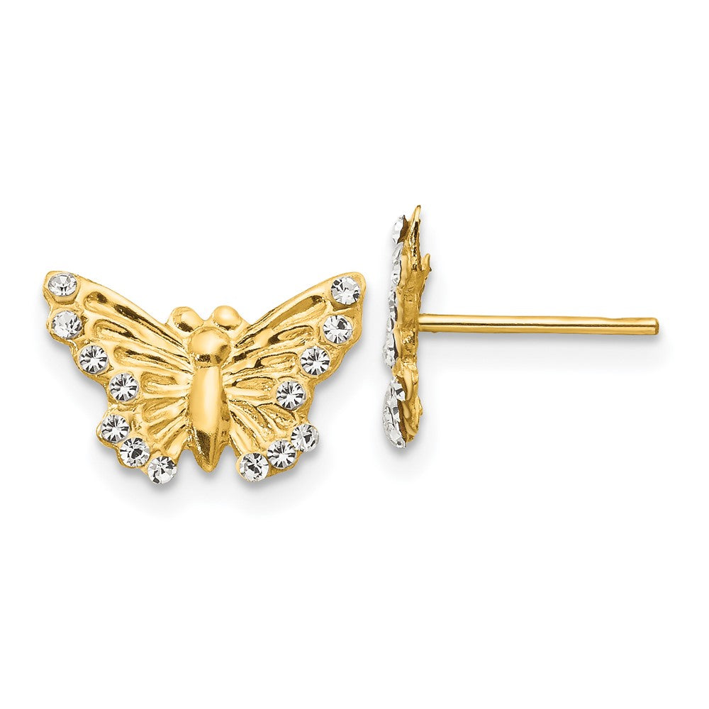 14K Yellow Gold Madi K CZ Butterfly Post Earrings