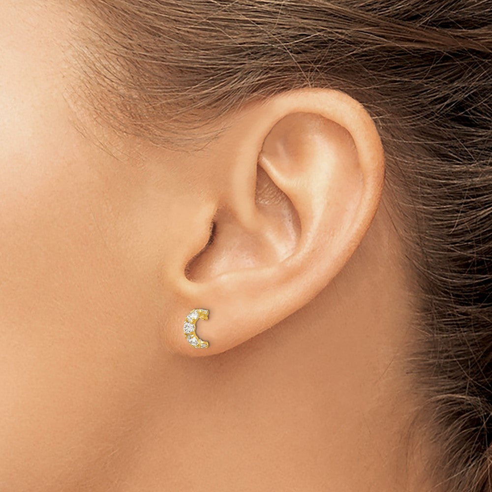 14K Yellow Gold Madi K Cz Children'S Five Stone Hoop Post Earrings
