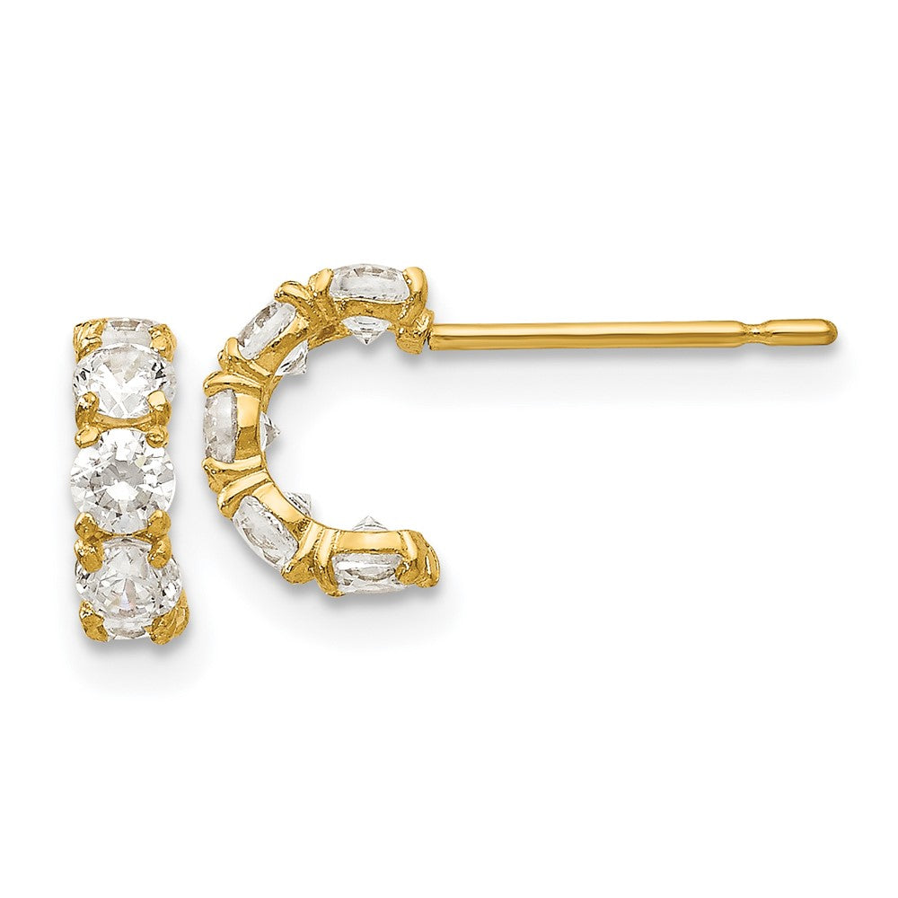 14K Yellow Gold Madi K Cz Children'S Five Stone Hoop Post Earrings