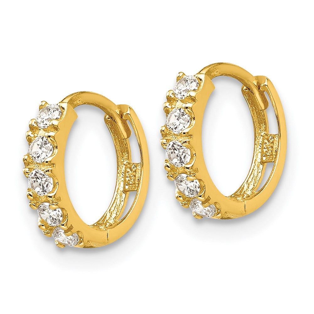 14K Yellow Gold Madi K Cz Children'S Hinged Hoop Earrings