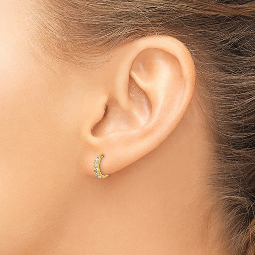 14K Yellow Gold Madi K Cz Children'S Hinged Hoop Earrings