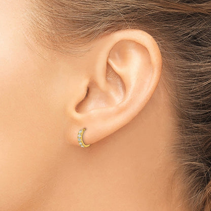 14K Yellow Gold Madi K Cz Children'S Hinged Hoop Earrings